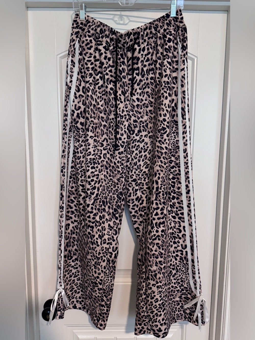 Leopard Print Drawstring Track Pants